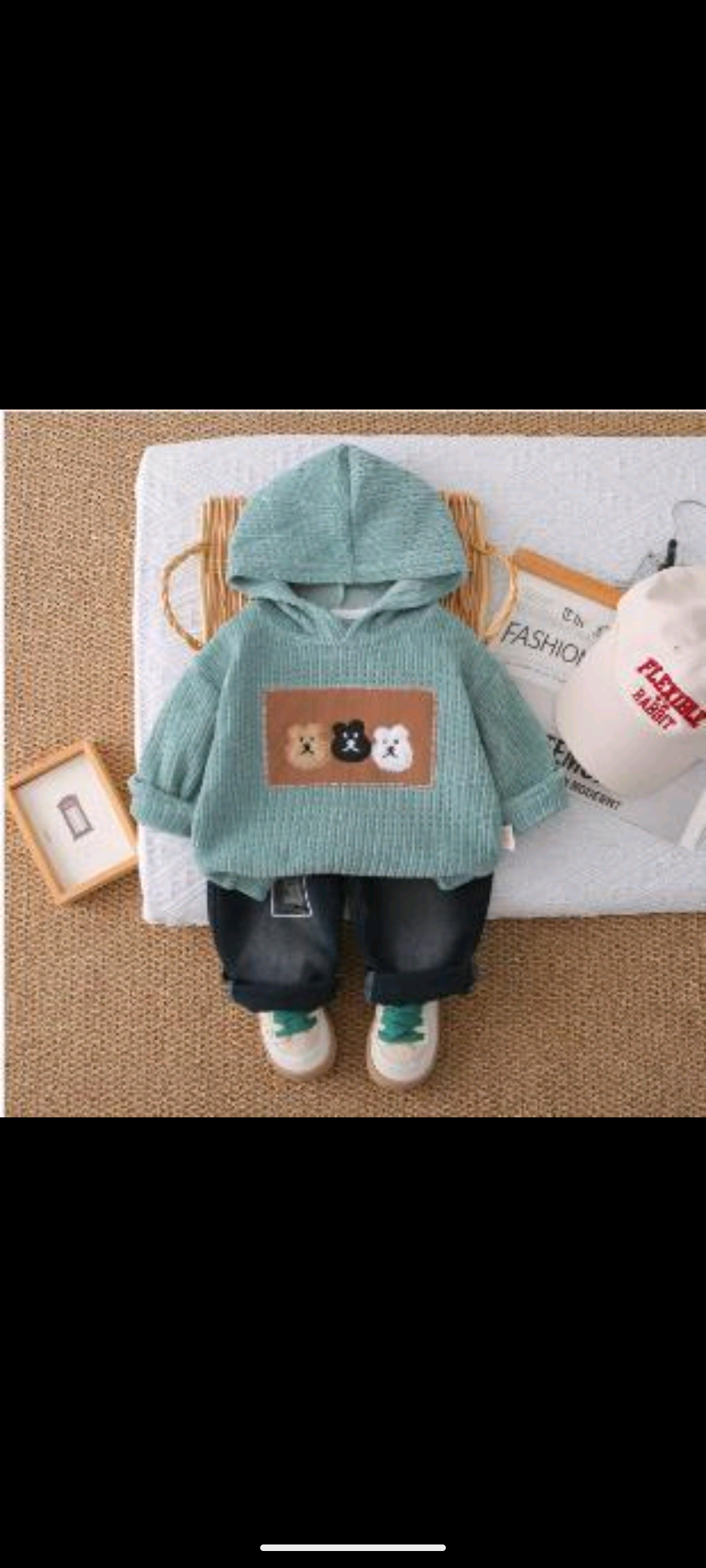 2‑Piece Hoodie Set – Green & Denim